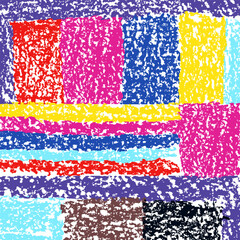 Seamless abstract artistic pattern, banner or frame background. Crayon hand drawn spots design element. Multicolor grunge texture. Pastel chalk or pencil vector trendy scribble strokes.