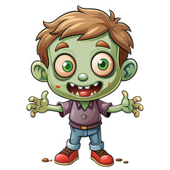 Cartoon cute zombie with white background