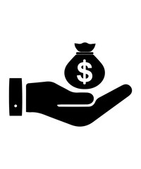 Vector illustration of hand giving money bag to another hand, vector free file