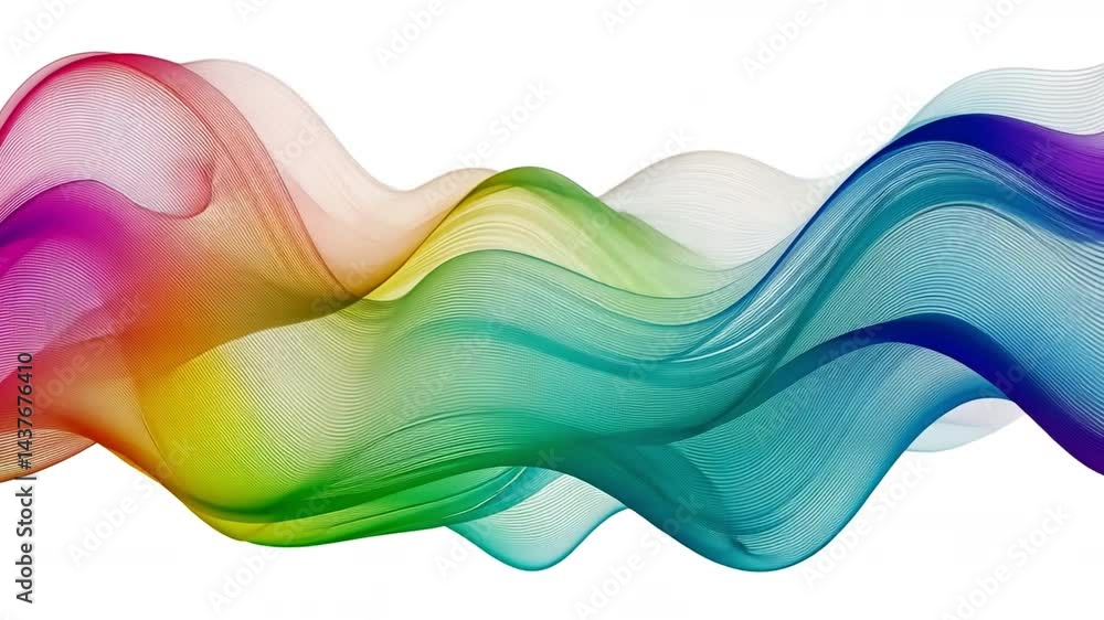 Poster colorful abstract wave design vibrant lines create fluid movement and energy, showcasing dynamic pat
