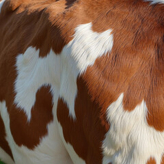 Elegant Rustic Charm: A Close-Up View of a Cow's Unique Pattern in High Resolution, Showcasing Natural Colors and Soft Fur Textures Enhanced with Natural Lighting.
