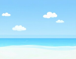 Obraz premium tropical beach with blue sky and clouds illustration