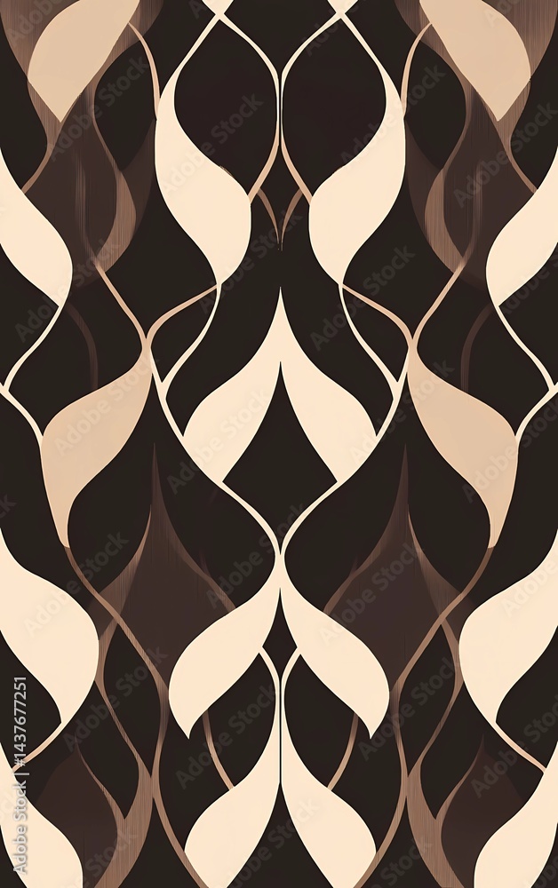 Poster vector seamless pattern with brown and beige simple repeating geometric shapes