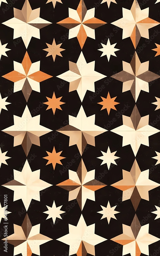 Poster vector seamless pattern with brown and beige simple repeating geometric shapes