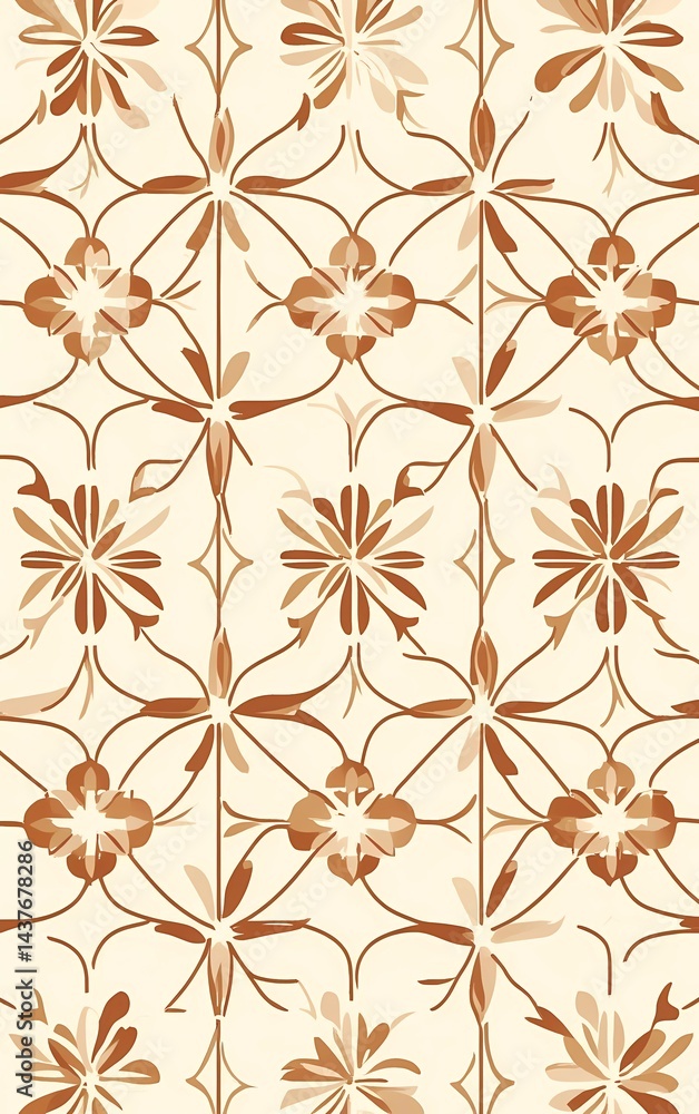 Poster vector seamless pattern with brown and beige simple repeating geometric shapes