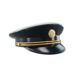 Elegant Black Peaked Cap with Gold Accents 3D Render