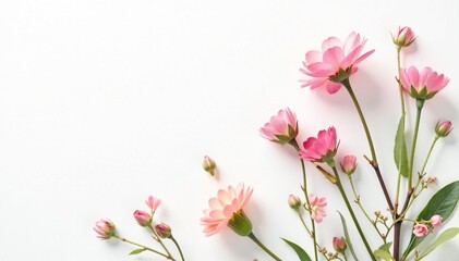 Delicate, small-scale floral sprigs on white background, summer, plant