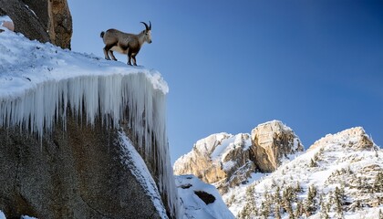 mountain goat in the snow