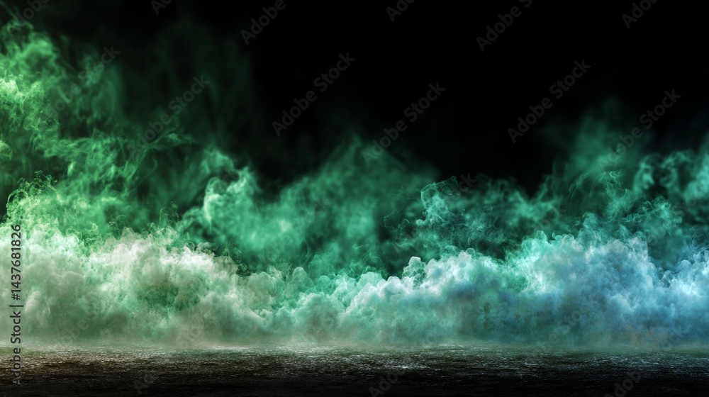 Aufkleber dark green background with swirling smoke, creating an eerie and mysterious atmosphere. the misty cl