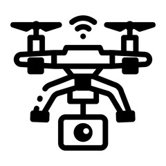 A glyph style icon of a drone camera 
