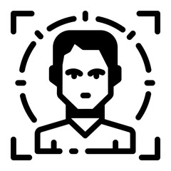 Facial recognition system icon in glyph style 