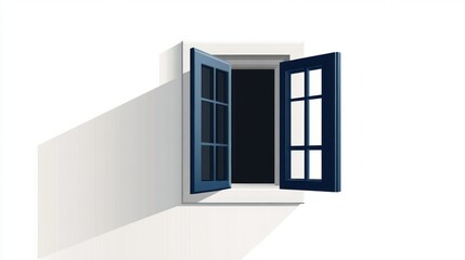 Obraz premium Open window, white wall, sunlight, shadow, home design