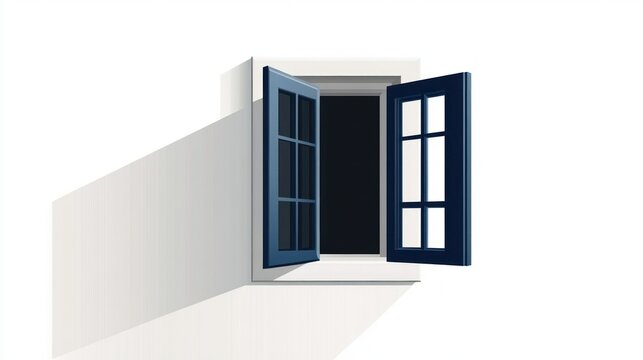 Open window, white wall, sunlight, shadow, home design