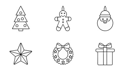 set of christmas icon silhouette vector on tranparent background