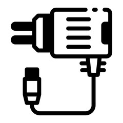 A filled style icon of a mobile charger 
