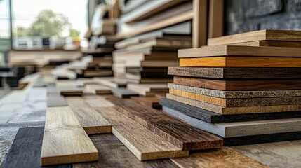 Obraz premium Interior design materials and color swatches with flooring options