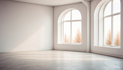 Inviting Empty White Room Featuring a Window and Subtle Toned Decor for Relaxation