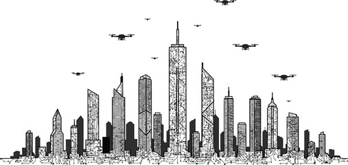 Futuristic Smart City Skyline - Vector Design