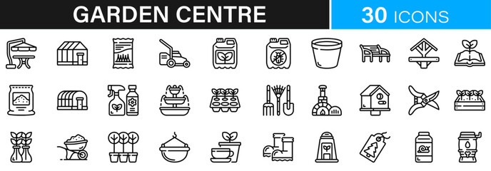 Garden Centre icon pack | Detailed Outline | Editable Stoke 60 icon | Victor illustrator.