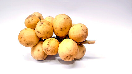 Longkong on white background. Fruit in Thailand.
