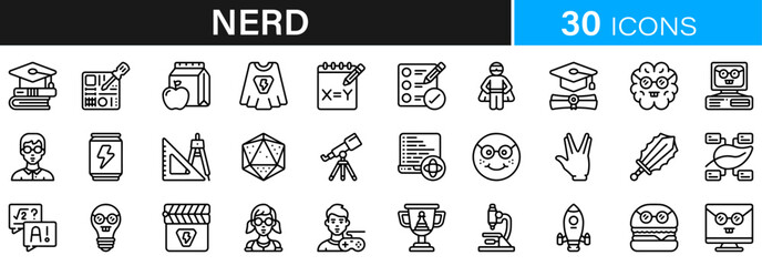 Nerd, Greek, lifestyle icon pack | Detailed Outline | Editable Stoke 60 icon | Victor illustrator.