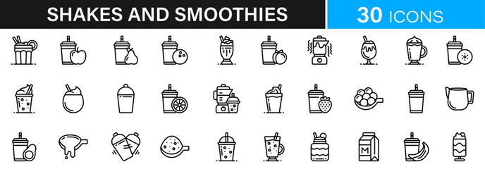 Shakes and Smoothies icon pack | Detailed Outline | Editable Stoke 60 icon | Victor illustrator.