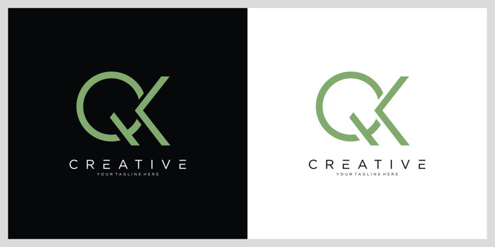 Initial QK Logo Design Vector Template