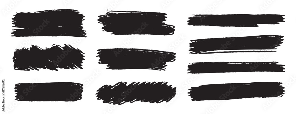 Poster brush strokes text boxes. vector paintbrush grunge design elements set. rectangle text boxes or bann