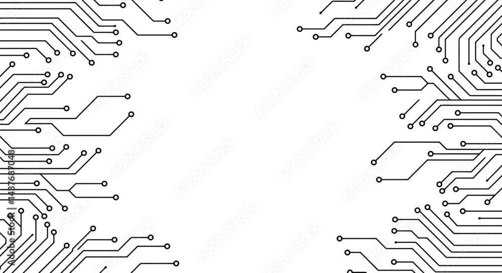 Aufkleber abstract tech background: minimalist circuit board pattern