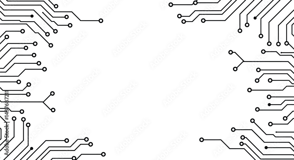 Poster abstract tech background: minimalist circuit board vector