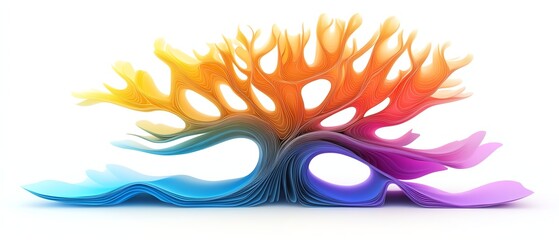 Obraz premium Vividly colored decision tree diagram, clear layout for illustrating options and pathways, dynamic branching design, structured complexity, vibrant and clean 3D style, copy space