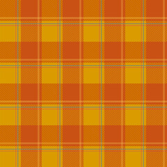 Vector classic seamless yellow plaid pattern. Orange gingham pattern. Yellow tartan.