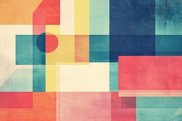 Abstract geometric shapes in layered colors