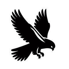 Fototapeta premium A silhouette of an eagle diving.
