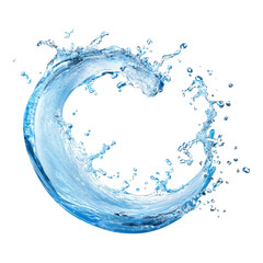 A dynamic splash of water forms an elegant, curved wave shape with droplets flying outward.