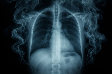 Human Anatomy: X-ray of the thoracic cavity, offering a detailed look at the human chest. This image is useful for medical study and patient education. 