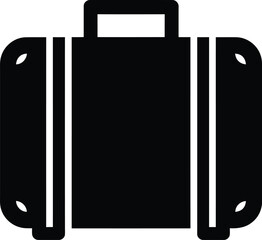 Minimalist Suitcase Icon, Black and White Vector Illustration