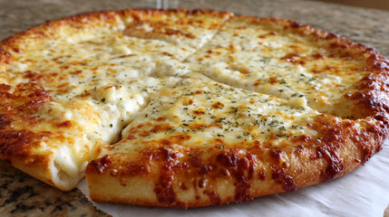 Sliced pepperoni and meat pizza on wooden board, kitchen background, delicious cheese pizza on wooden board