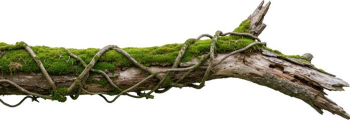 Mossy Log with Vines Decayed Wood Forest Floor Texture Nature Photography