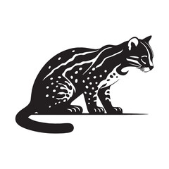 Clean-lined margay silhouette vector perfect for modern logo creation and digital assets – margay silhouette – margay vector – margay illustration – silhouette of margay

