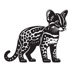 Obraz premium Dynamic margay silhouette designed for digital branding, logos, and scalable applications – margay silhouette – margay vector – margay illustration – silhouette of margay