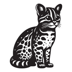 Elegant margay silhouette vector for use in scalable logos, branding, and marketing – margay silhouette – margay vector – margay illustration – silhouette of margay

