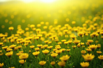 Obraz premium field of yellow flowers in the sunlight