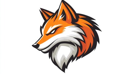 Obraz premium Fox head profile, mascot design, white background, graphic art, logo