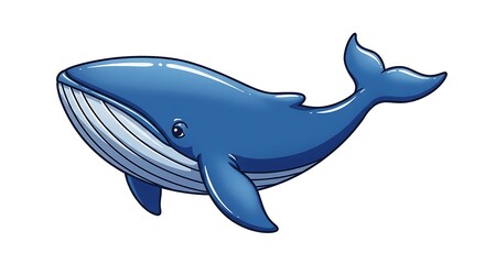 Obraz premium Adorable Cartoon Blue Whale Illustration, Generated by AI