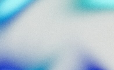 Vibrant color spots grainy gradient backdrop design. Abstract blue soft cyan color gradient, noise texture effect, website header design, summer poster design, copy space
