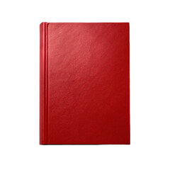 A vibrant red hardcover book on a plain background, symbolizing knowledge and creativity in a minimalist setting. on transparent background