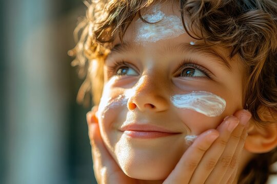 child’s face been applied a SPF