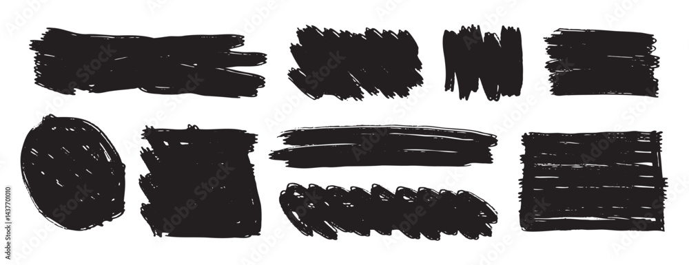 Poster brush strokes text boxes. vector paintbrush grunge design elements set. rectangle text boxes or bann