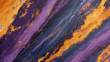 Abstract art with splashes of Misted Marigold, Crocus purple, and Blue Granite. 